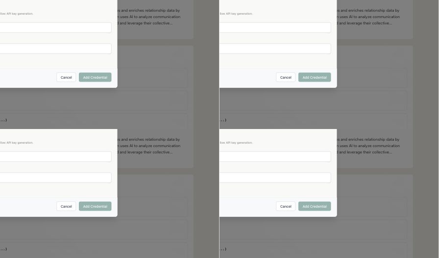 Affinity connection form with empty credential fields