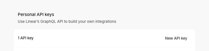 Personal API keys and the New API key button