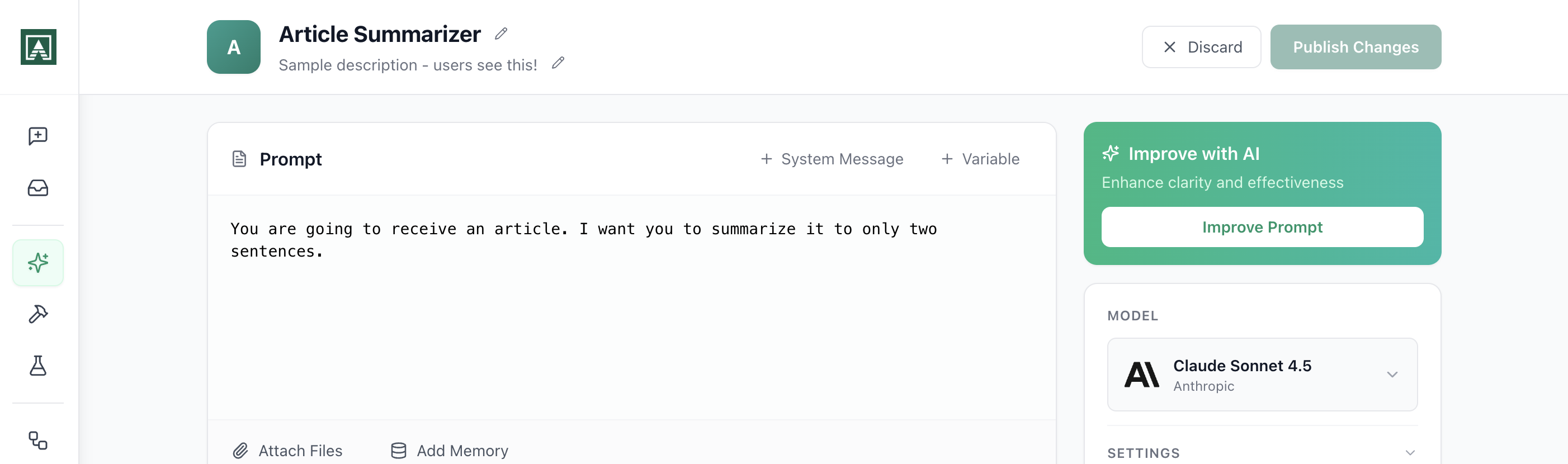 A knowledge base attached to a prompt